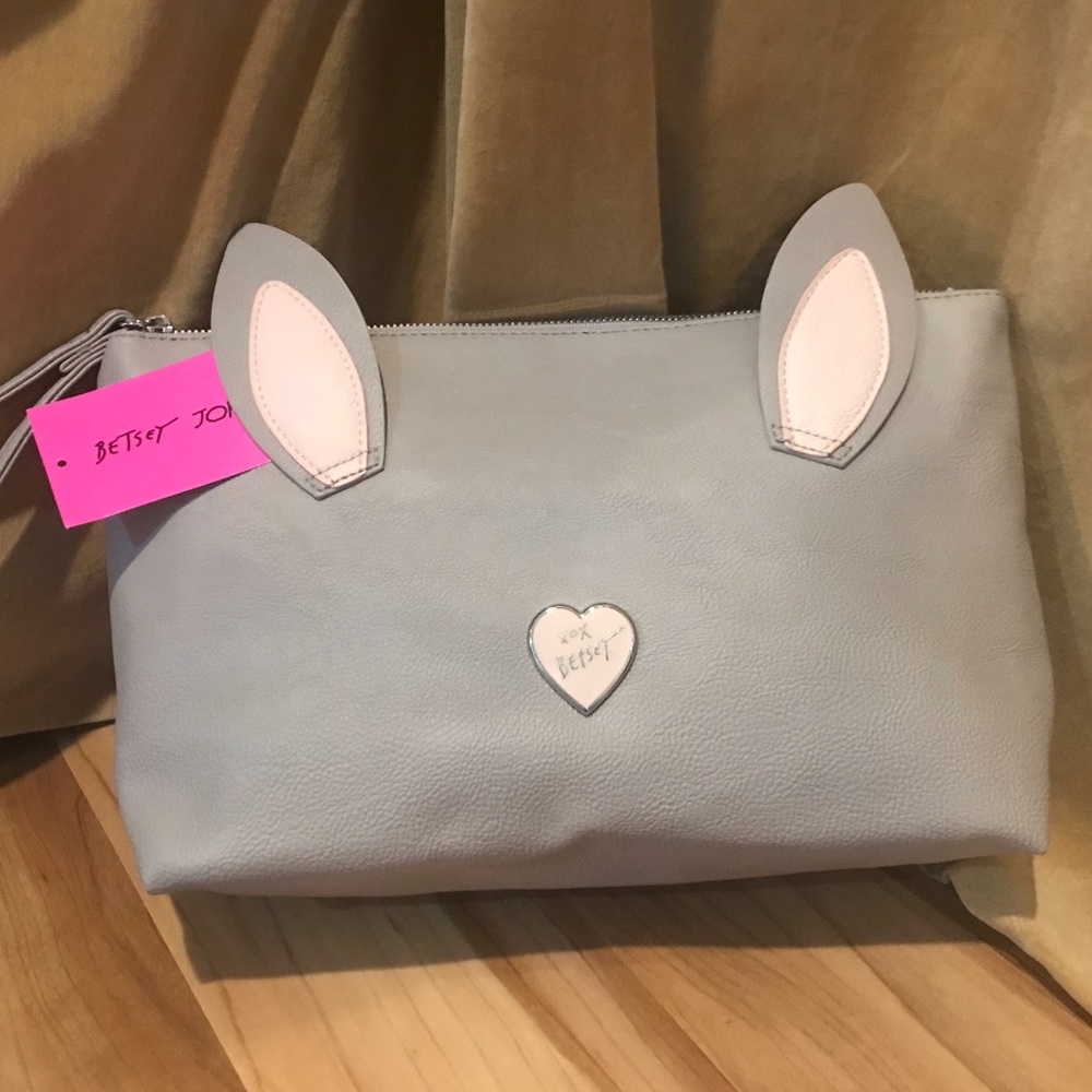 Betsey Johnson bunny cosmetic bag NWT unattached